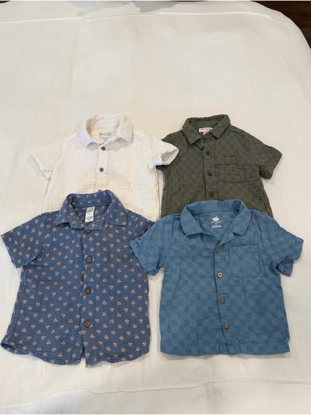 4 button-down shirts: Cat & Jack, Cloud island, Carters | 18 months